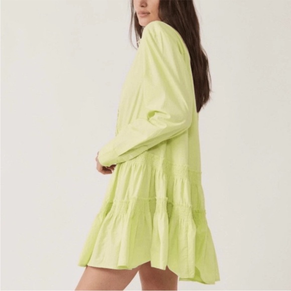 Free People Billie Mini Dress Lime Glo Green Size Medium - Picture 5 of 12